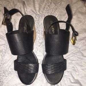 calvin klein black wedges